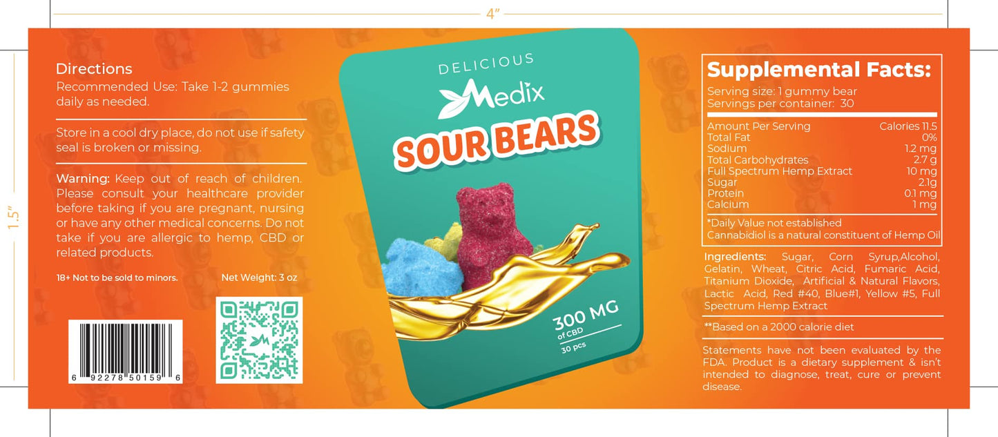 CBD Infused Sour Gummy Bears
